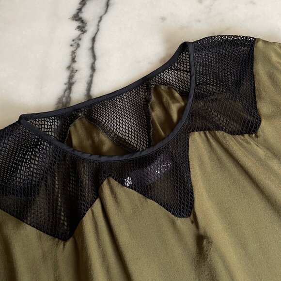 Myne Short Sleeve Silk Top with Mesh Details - Picture 7 of 13
